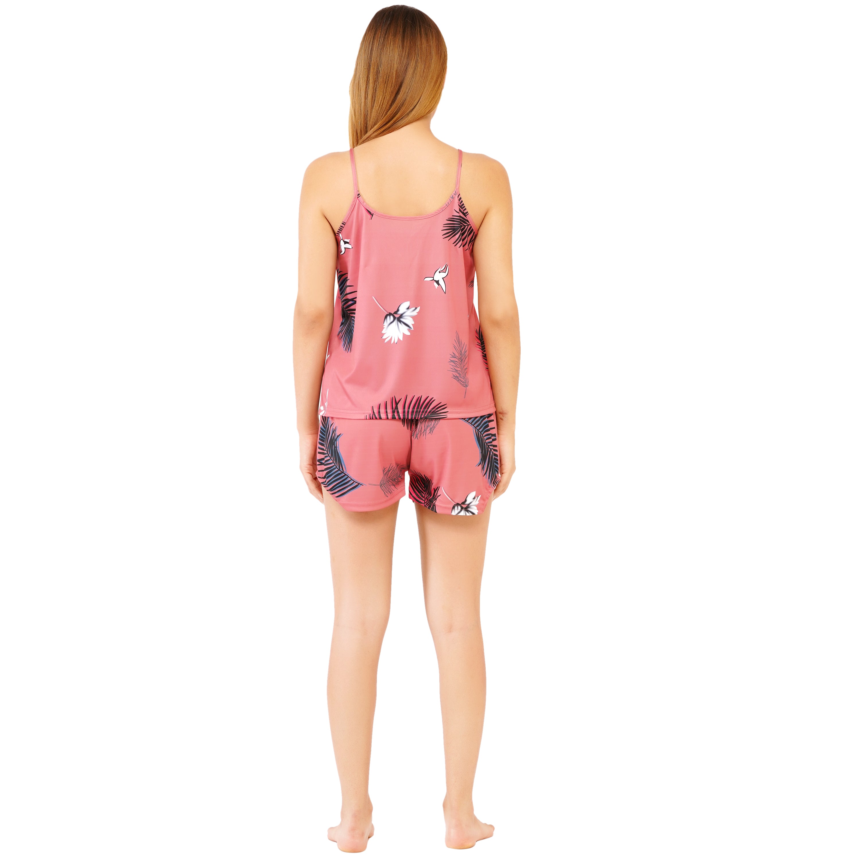 Women's Satin Nightwear Set – Floral Cami Top & Shorts | Lightweight Summer Sleepwear & Lounge Set for Women & Girls (Free Size - S to L)