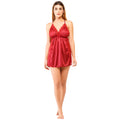 Women's Satin Babydoll Nightdress – maroon Lingerie Sleepwear | Sexy Nightwear for Women & Honeymoon Gifting